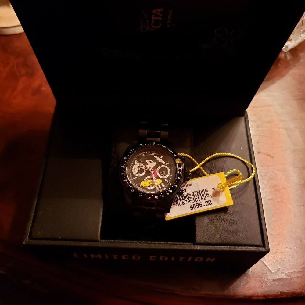 Invicta Disney Mickey Mouse Watch Men's Black Stainless Steel - Picture 3 of 9